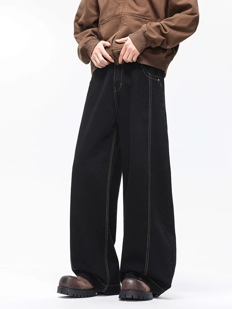 Quần jeans ống rộng phong cách Mỹ thời thượng của Jeanswest dành cho nam, dáng rộng thoải mái mùa thu đông, sành điệu và cao cấp, quần lót lông cừu.