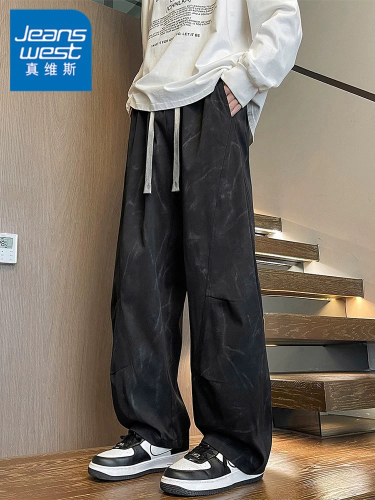 Quần âu nam họa tiết đá cẩm thạch của Jeanswest, mùa xuân, thương hiệu thời trang phong cách Mỹ, quần ống đứng dáng rộng, chất liệu dày dặn, kiểu dáng xước.