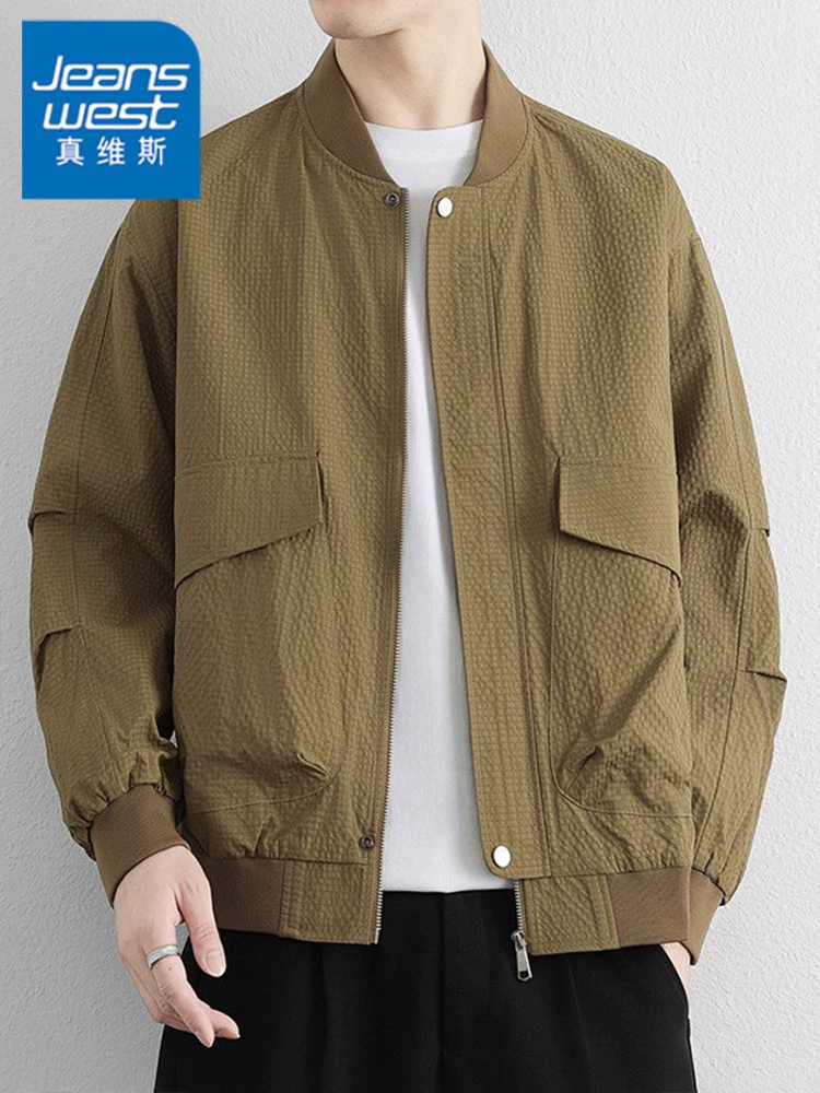 Áo khoác công sở cổ bóng chày Jeanswest dành cho nam, mùa xuân, cảm giác cao cấp, màu trơn, dáng rộng, áo khoác đa năng.