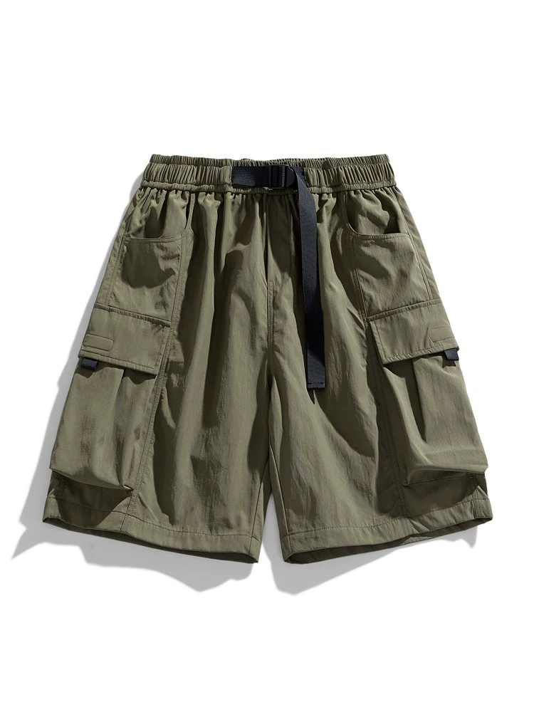 Quần short chức năng kiểu Mỹ màu xanh quân đội của Jeanswest dành cho nam giới, quần short thường ngày mỏng mùa hè dành cho các cặp đôi.