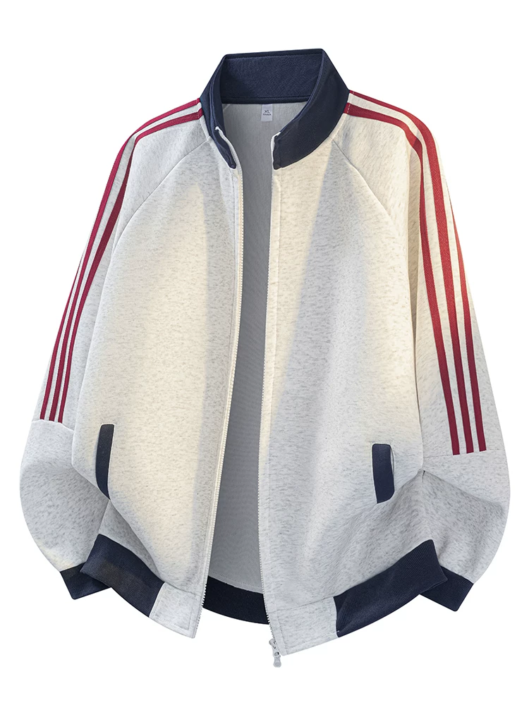 Áo khoác nam Jeanswest 2026 kiểu Mỹ mới, ba sọc, cổ đứng, mùa xuân thu, chất liệu cao cấp, dáng rộng, phong cách casual.