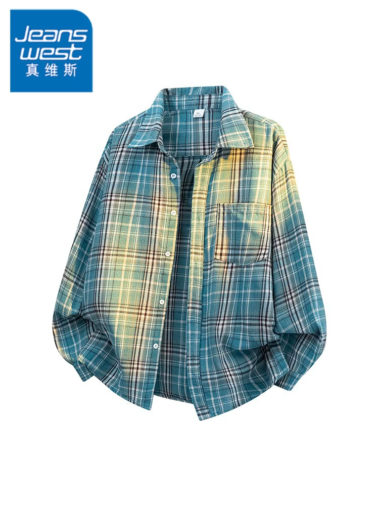 Áo sơ mi dài tay kẻ sọc cổ điển Jeanswest dành cho nam, áo sơ mi cao cấp phong cách mùa xuân, áo dáng rộng đa năng hợp thời trang.