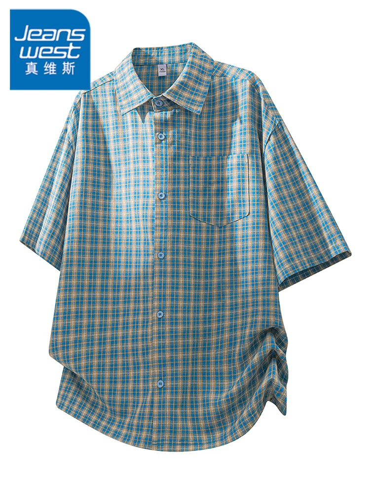 Áo thun nam cao cấp Jeanswest tay lửng, cổ bẻ, chất liệu thoáng khí, kiểu dáng rộng rãi, phong cách thường ngày, mùa xuân hè.