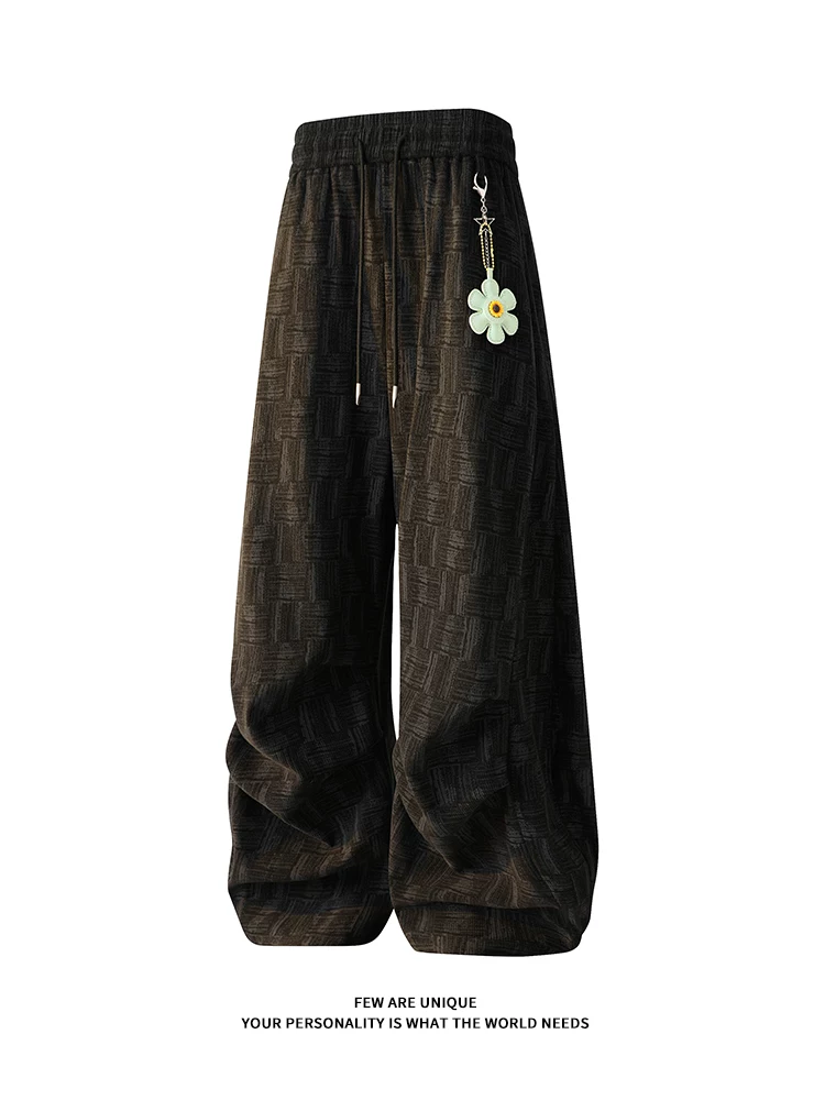Quần âu kẻ caro nhỏ Jeanswest dành cho nam, kiểu dáng mới thu đông, lót lông cừu, dáng rộng, ấm áp, quần dài đa năng.