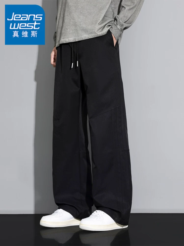 Quần dài dáng suông phong cách Mỹ của thương hiệu Jeanswest dành cho nam, mùa xuân thu, quần dài dáng suông thời trang đa năng cao cấp.