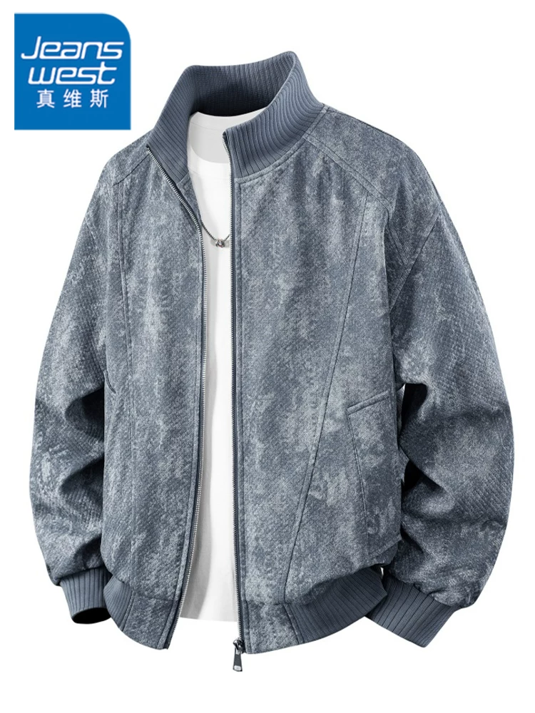 Áo khoác cổ đứng phong cách retro của Jeanswest dành cho nam, mùa xuân thu, thương hiệu thời thượng cao cấp, áo khoác ngoài phong cách thoải mái, cá tính.