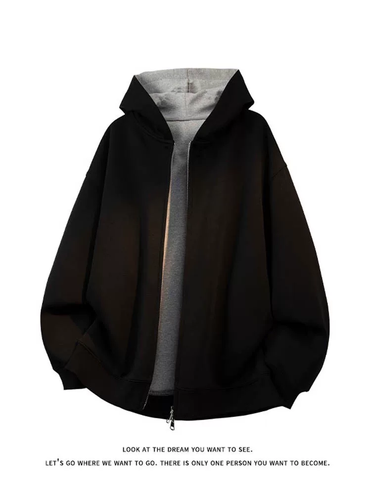 Áo khoác cardigan có mũ trùm đầu phong cách retro của Jeanswest dành cho nam, áo khoác dài tay cao cấp, dáng rộng, đa năng, mùa xuân.