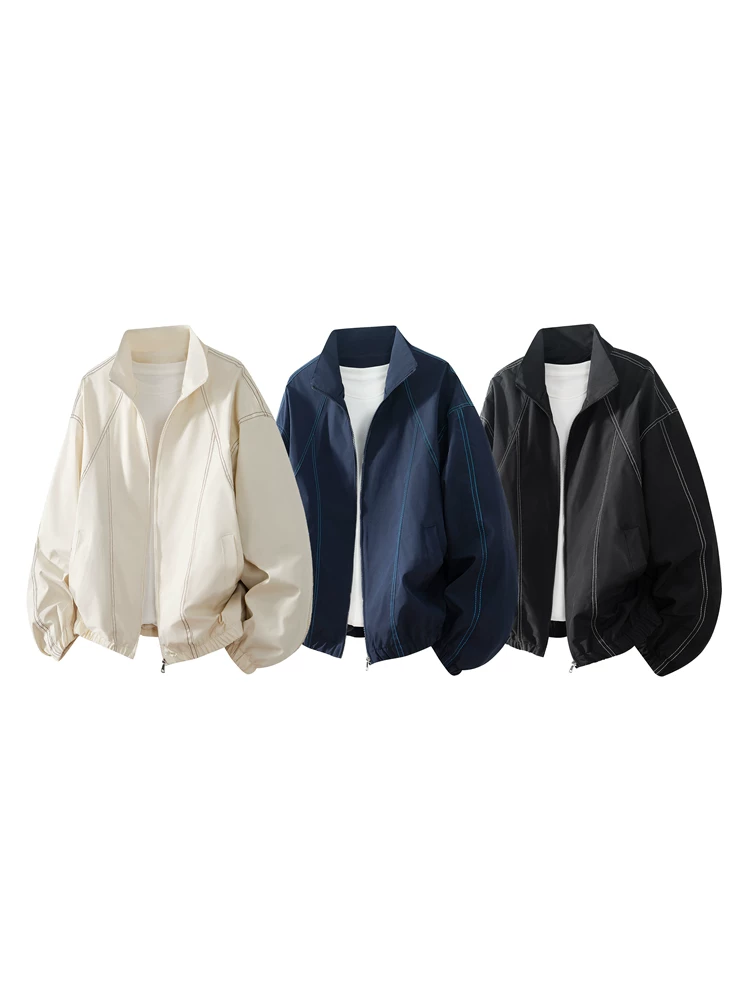 Áo khoác phi công cổ đứng kiểu Mỹ của Jeanswest dành cho nam, thương hiệu thời trang xuân thu, áo khoác đen chống gió, rộng rãi, thoải mái.