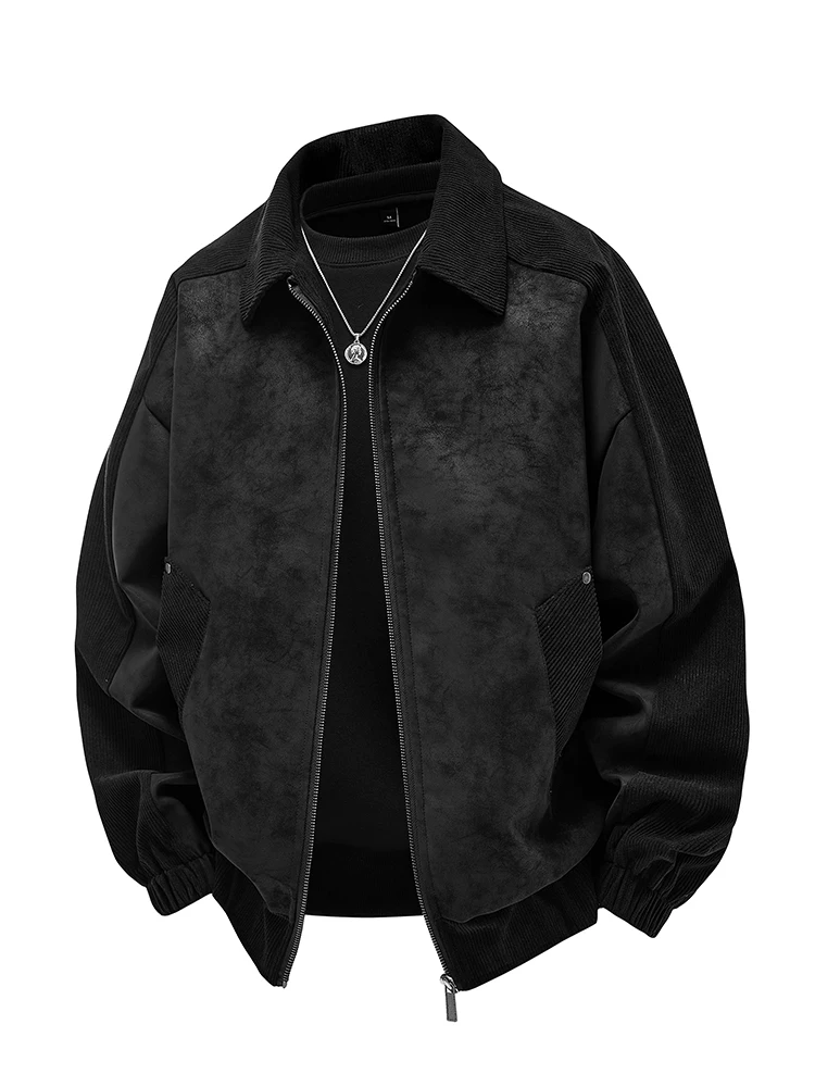 Áo khoác da phối vải nhung Jeanswest dành cho nam, Xuân Thu 2026, kiểu dáng thời thượng mới, phong cách cao cấp, thương hiệu nổi tiếng.