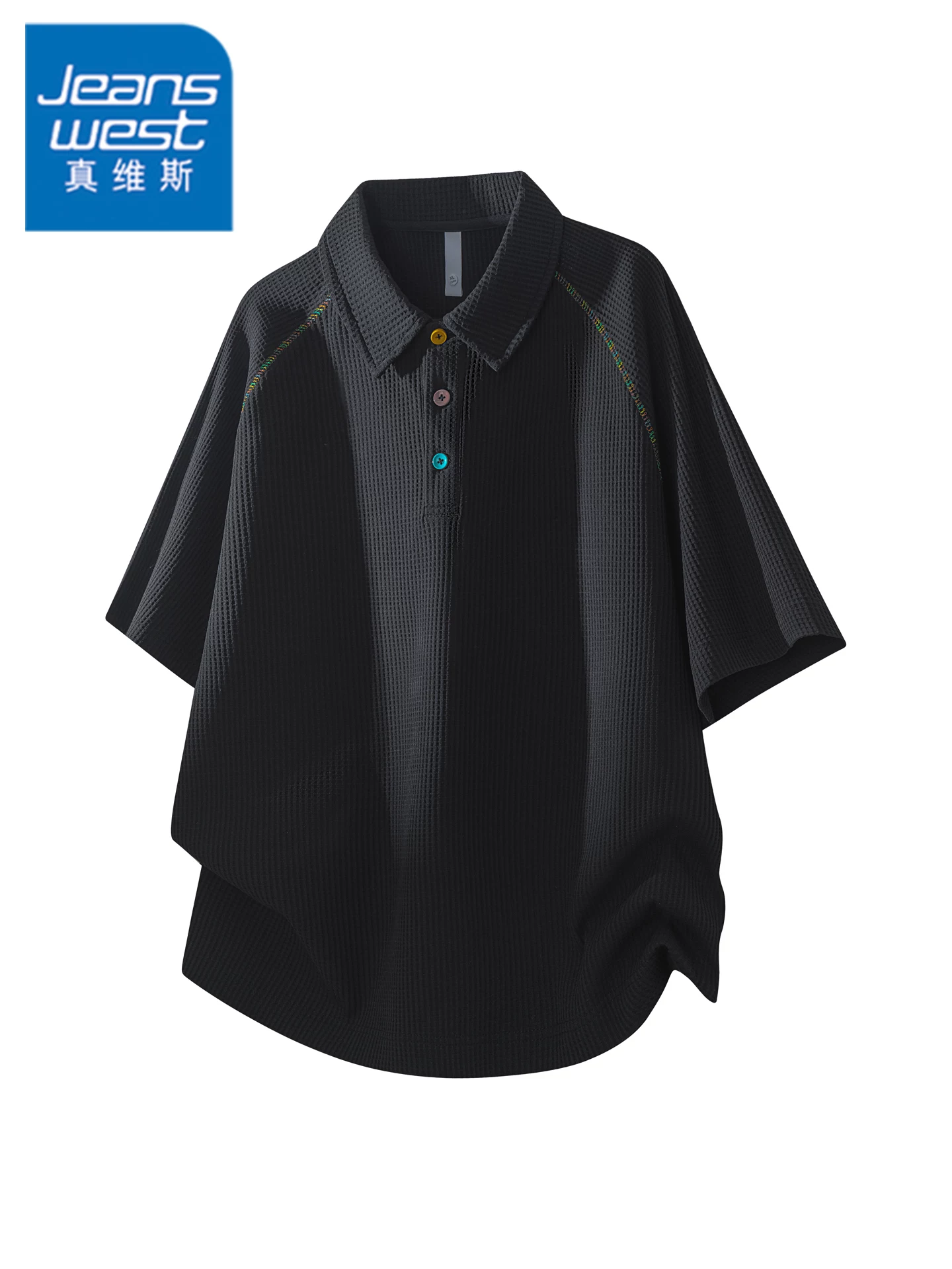 Áo thun polo nam Jeanswest kiểu Mỹ, chất liệu waffle, cổ bẻ, cao cấp, mùa hè, rộng rãi, thoải mái, thoáng khí, thân thiện với da.