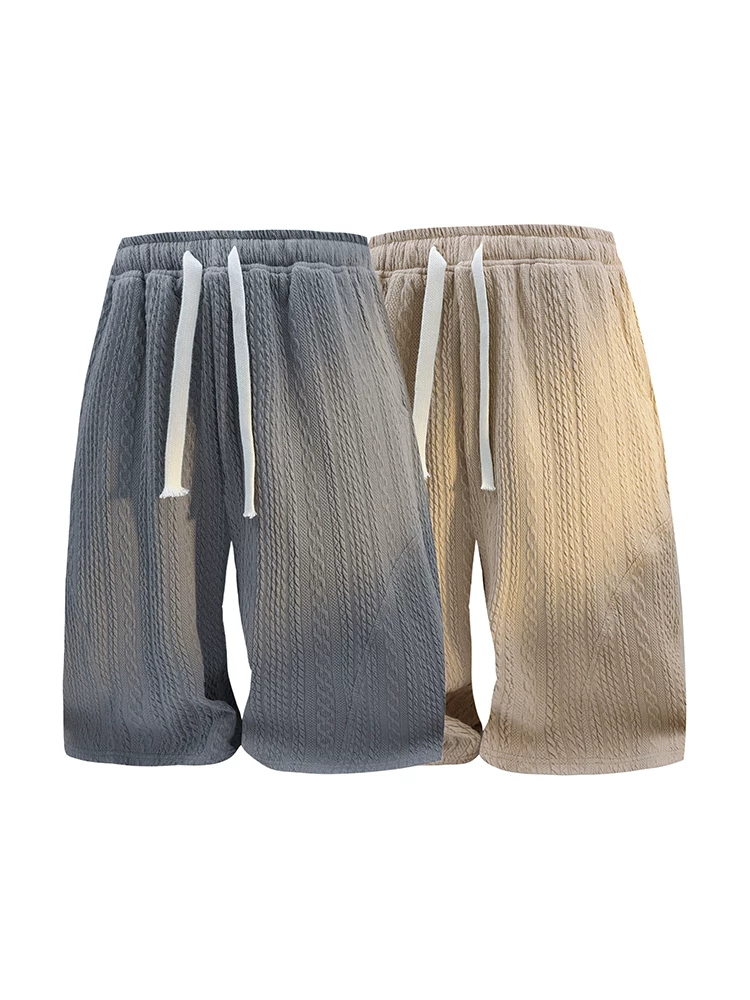 Quần short nam kiểu Mỹ chất liệu jacquard, phong cách casual, cao cấp, rộng rãi, thời thượng, thoáng mát, năm phần, mùa hè.