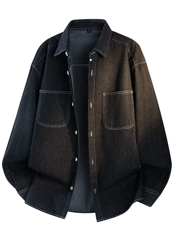 Áo sơ mi cổ bẻ sọc phong cách Mỹ của Jeanswest dành cho nam, áo khoác cao cấp thương hiệu thời trang rộng rãi, thoải mái mùa xuân thu.
