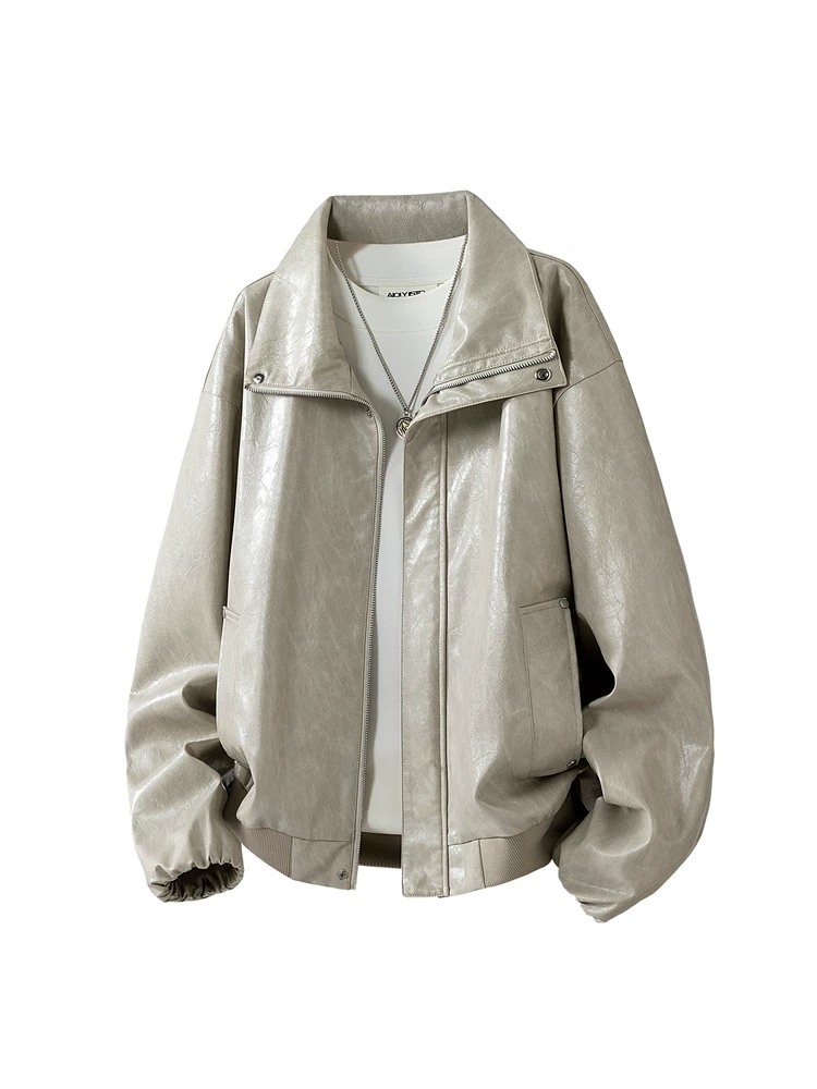 Áo khoác da nam cao cấp thời thượng thương hiệu Jeanswest, kiểu dáng cổ điển, chất liệu da, dành cho mùa xuân thu, kiểu dáng rộng rãi, đa năng, phong cách retro Mỹ.