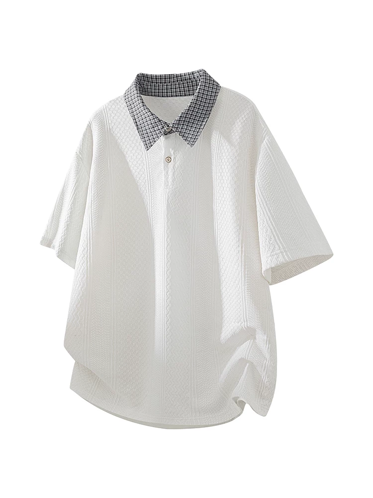 Áo thun kẻ sọc giả hai mảnh tay lửng của Jeanswest dành cho nam, áo thun ngắn tay rộng rãi, thoáng khí, mùa xuân hè.