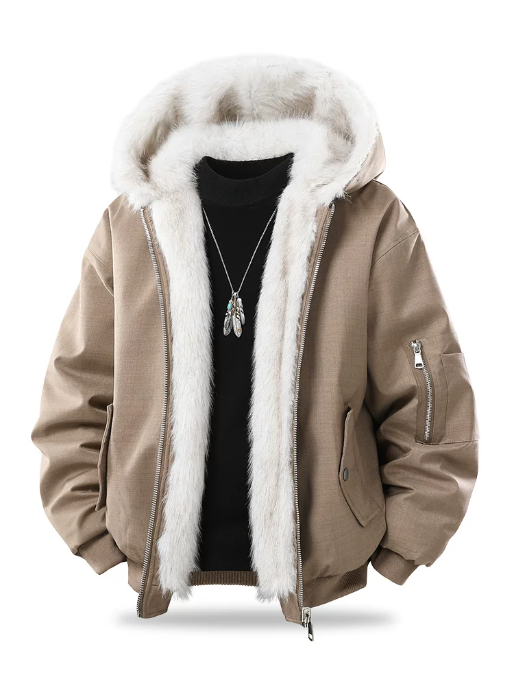 Áo khoác có mũ trùm đầu kiểu Mỹ của Jeanswest dành cho nam, áo khoác mùa đông ấm áp lót lông cừu bằng cotton.