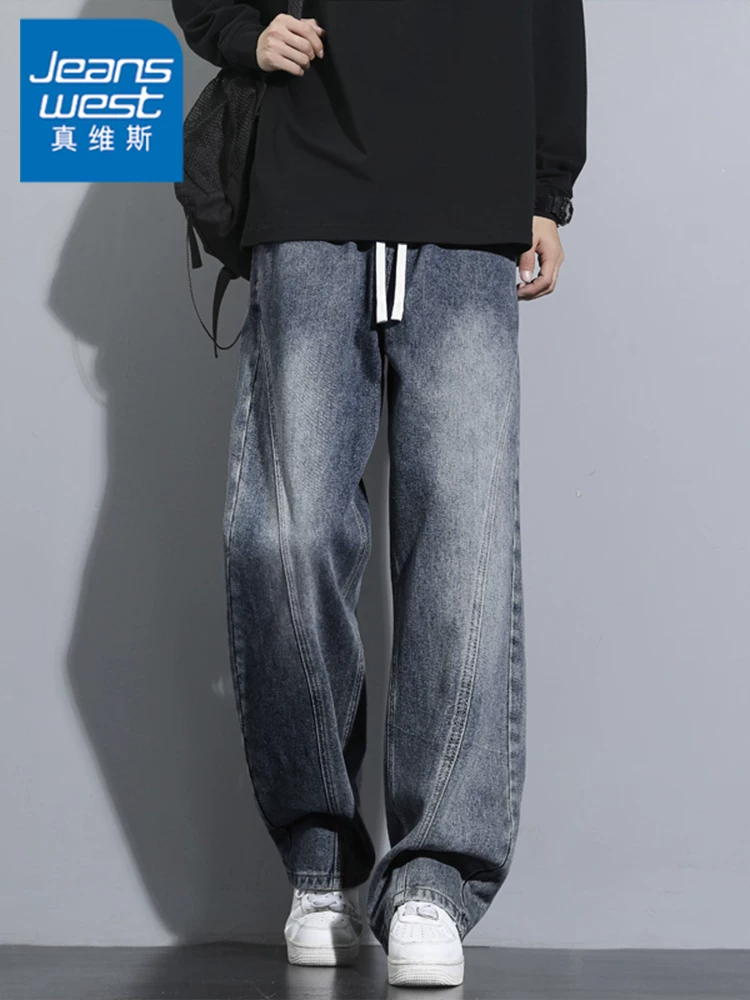 Quần jean ống đứng kiểu Mỹ của Jeanswest dành cho nam, mùa xuân thu, dáng rộng cao cấp, quần dài thương hiệu thời thượng.