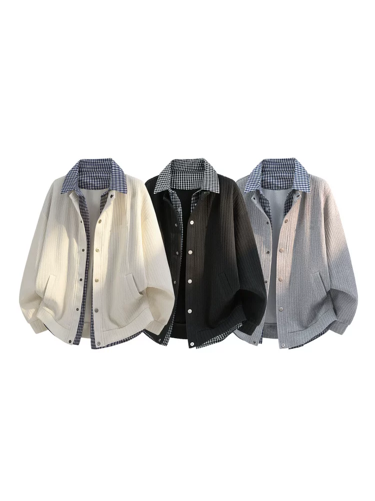 Áo khoác giả hai mảnh phối màu của Jeanswest dành cho nam, áo khoác ngoài phong cách cao cấp dáng rộng thường ngày mùa xuân thu.