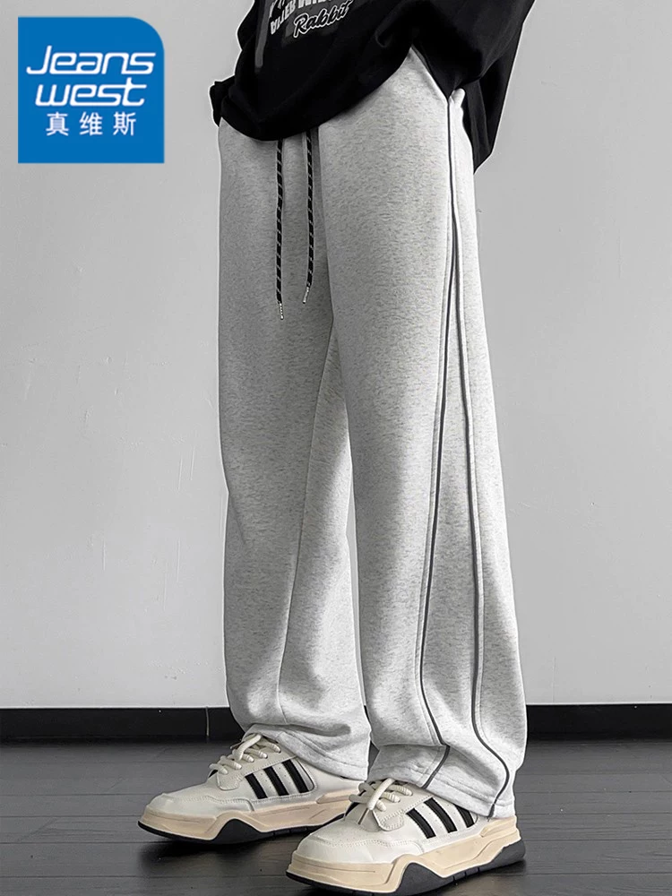 Quần dài nam Jeanswest kiểu Mỹ, chất liệu dày dặn, dáng rộng thoải mái, đa năng, ống thẳng, phong cách thể thao, thích hợp cho mùa xuân.