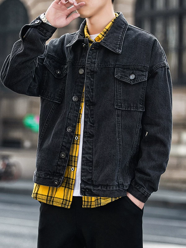 Áo khoác denim nam Jeanswest màu trơn, kiểu mới Xuân Thu 2025, cao cấp, cá tính và thời trang.