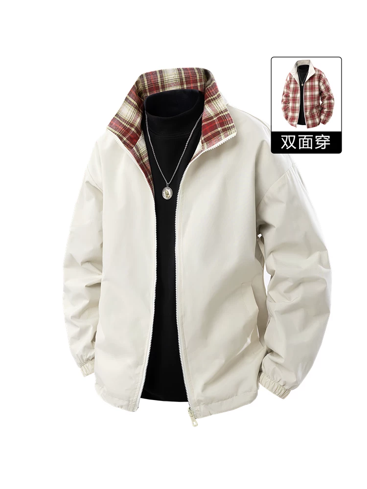 Áo khoác cổ đứng kẻ sọc kiểu Mỹ của Jeanswest dành cho nam, mùa xuân thu, thương hiệu thời thượng cao cấp, áo khoác ngoài sành điệu và cá tính.