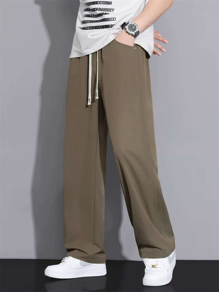 Quần Jeanswest Ice Silk Mỏng Màu Trơn Quần Ống Suông Cho Nam Mùa Hè 2026 Mới Phong Cách Mỹ Hợp Thời Trang Quần Ống Rộng