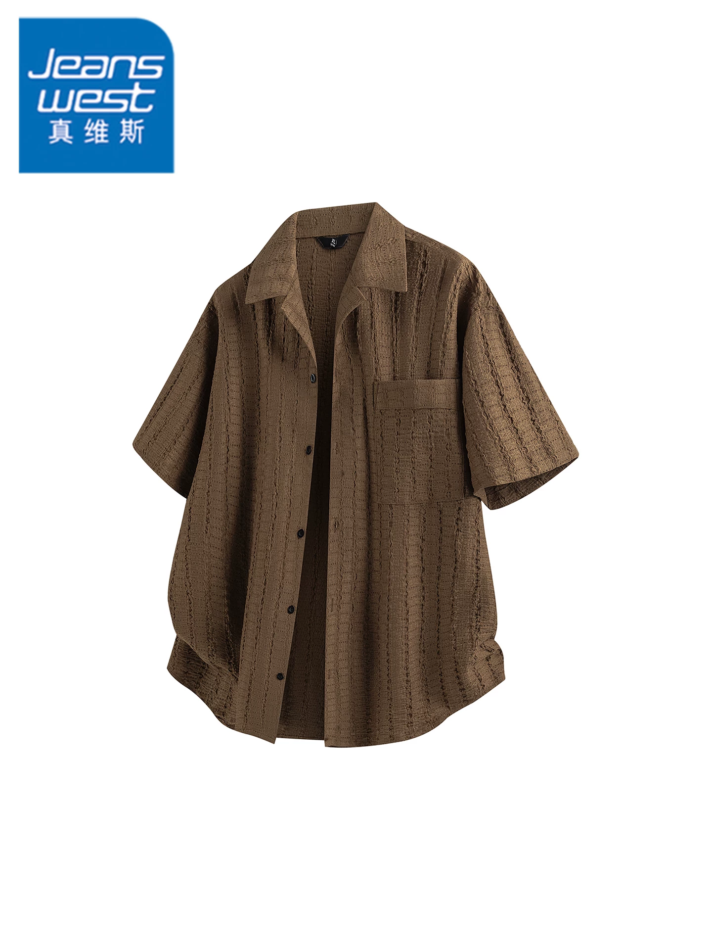 Áo sơ mi cao cấp phong cách retro Mỹ của Jeanswest dành cho nam, mùa xuân hè, cổ bẻ, tay lửng, thoáng khí, thân thiện với làn da, áo sơ mi ngắn tay thương hiệu thời thượng.