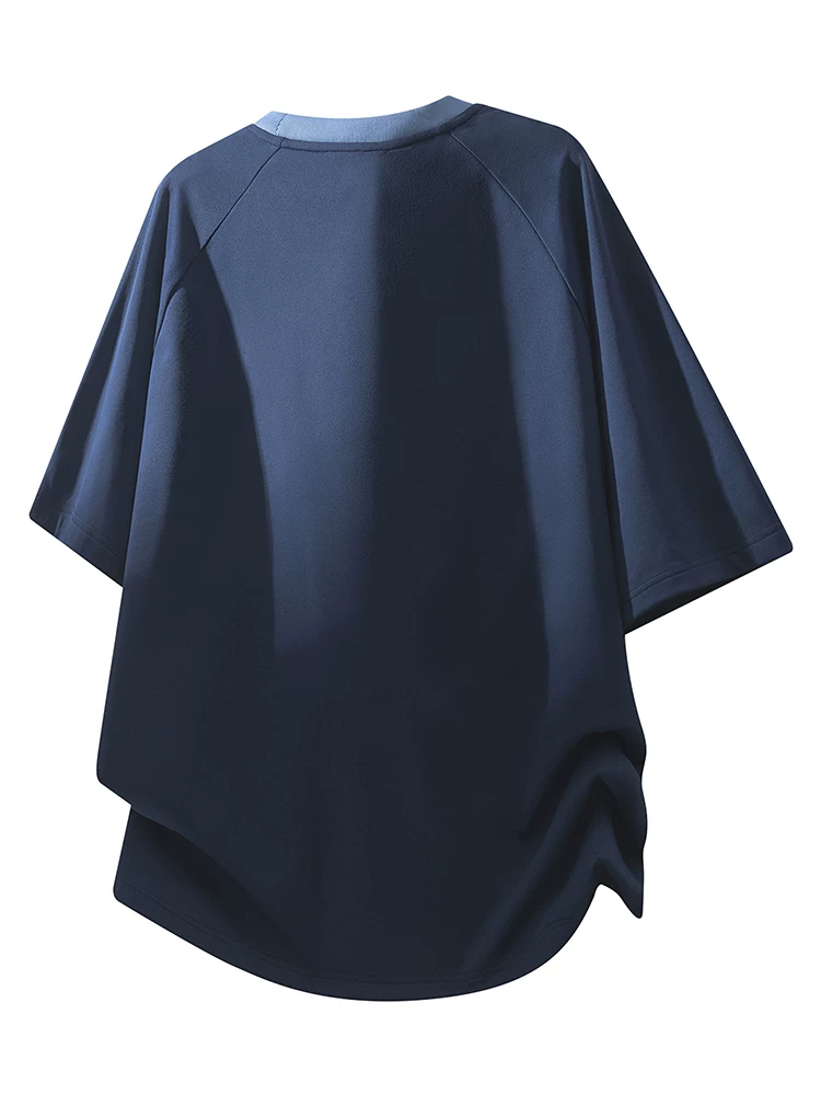 Áo thun cổ tròn phối màu cao cấp phong cách Mỹ của Jeanswest dành cho nam, thương hiệu thời thượng mùa hè, áo ngắn tay rộng rãi, thoáng khí, phong cách thường ngày.