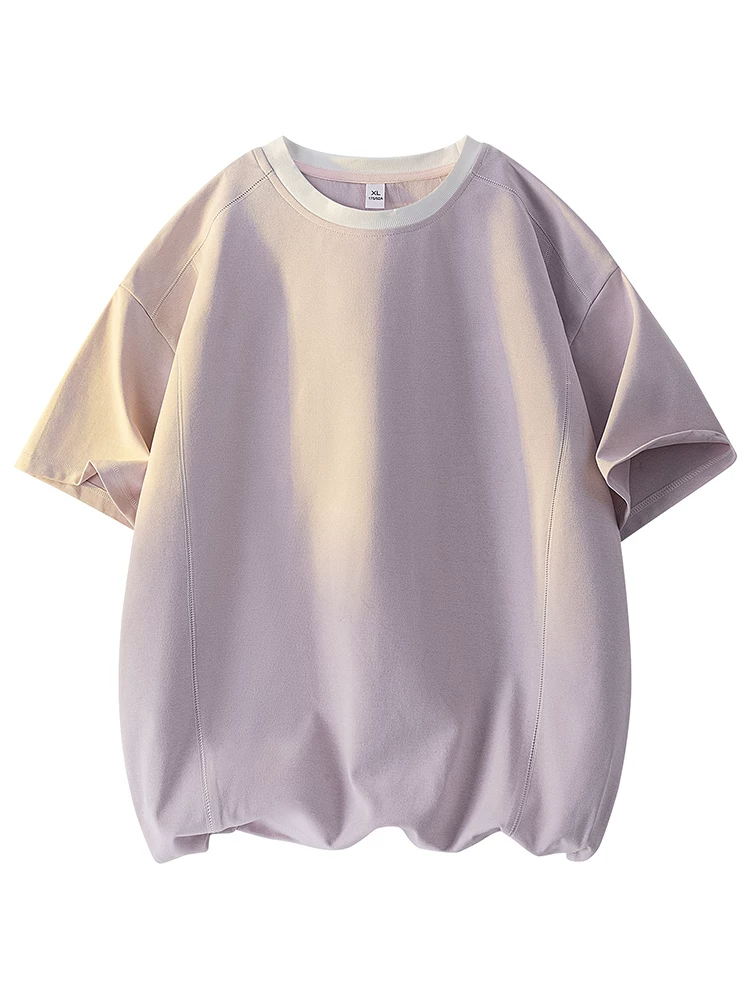 Áo thun cổ tròn may viền tương phản phong cách Mỹ của Jeanswest dành cho nam, kiểu dáng rộng rãi mùa hè, cảm giác cao cấp, thoáng khí, thân thiện với làn da, áo ngắn tay.