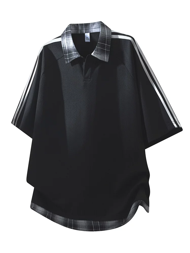 Áo thun nam cổ bẻ giả hai mảnh kiểu Mỹ của Jeanswest, áo thun ngắn tay thoáng khí, dáng rộng, cao cấp mùa hè.