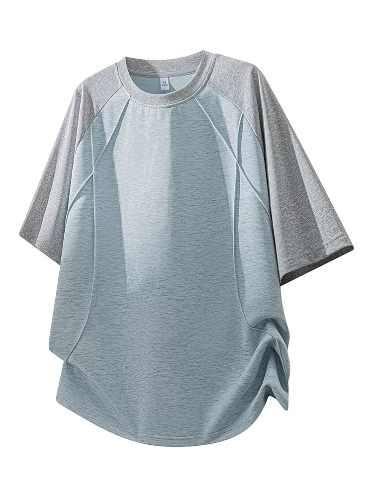 Áo thun cổ tròn phối màu nửa tay kiểu Mỹ của Jeanswest dành cho nam, mùa xuân hè, cao cấp, dáng rộng, giản dị, thoáng khí.