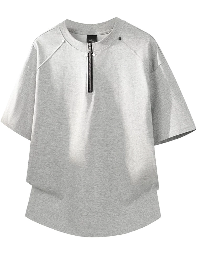 Áo thun nam Jeanswest 100% cotton nguyên chất, nửa khóa kéo, kiểu mới hè 2026, dáng rộng, thoải mái, thoáng khí, thân thiện với da, tay ngắn