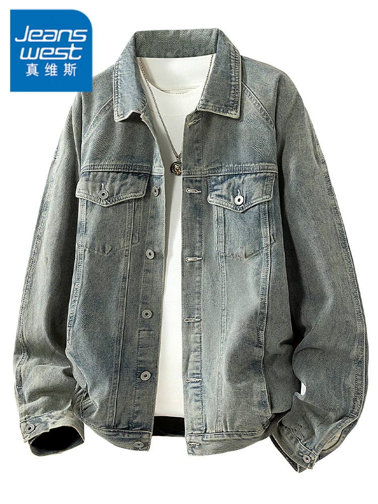 Áo khoác cổ điển kiểu Mỹ của Jeanswest dành cho nam, mùa xuân và mùa thu, thương hiệu thời thượng cao cấp, áo khoác ngoài đa năng, rộng rãi, thoải mái.