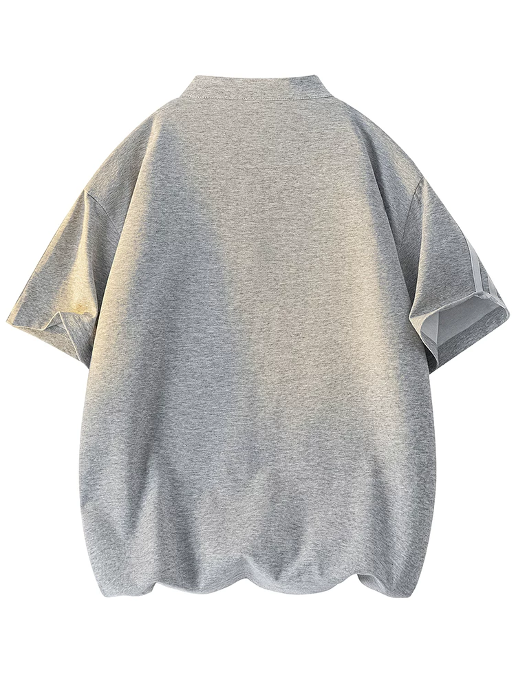 Áo thun nam Jeanswest nửa khóa kéo, chất liệu lụa đá sọc, kiểu dáng rộng rãi, thoáng khí, thời trang, cá tính, mát mẻ, tay ngắn.