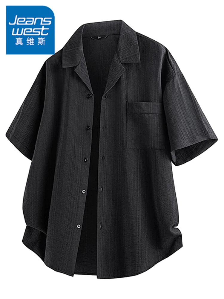 Áo sơ mi ngắn tay cao cấp của Jeanswest dành cho nam, áo sơ mi thương hiệu thời trang thoáng khí, rộng rãi, thoải mái cho mùa xuân hè.