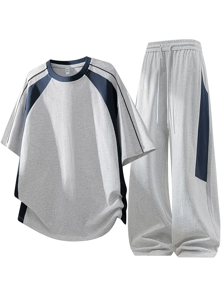 Bộ đồ thể thao thời trang kiểu Mỹ Jeanswest dành cho nam, thiết kế mùa hè rộng rãi, thoáng khí, áo ngắn tay quần dài hai mảnh.