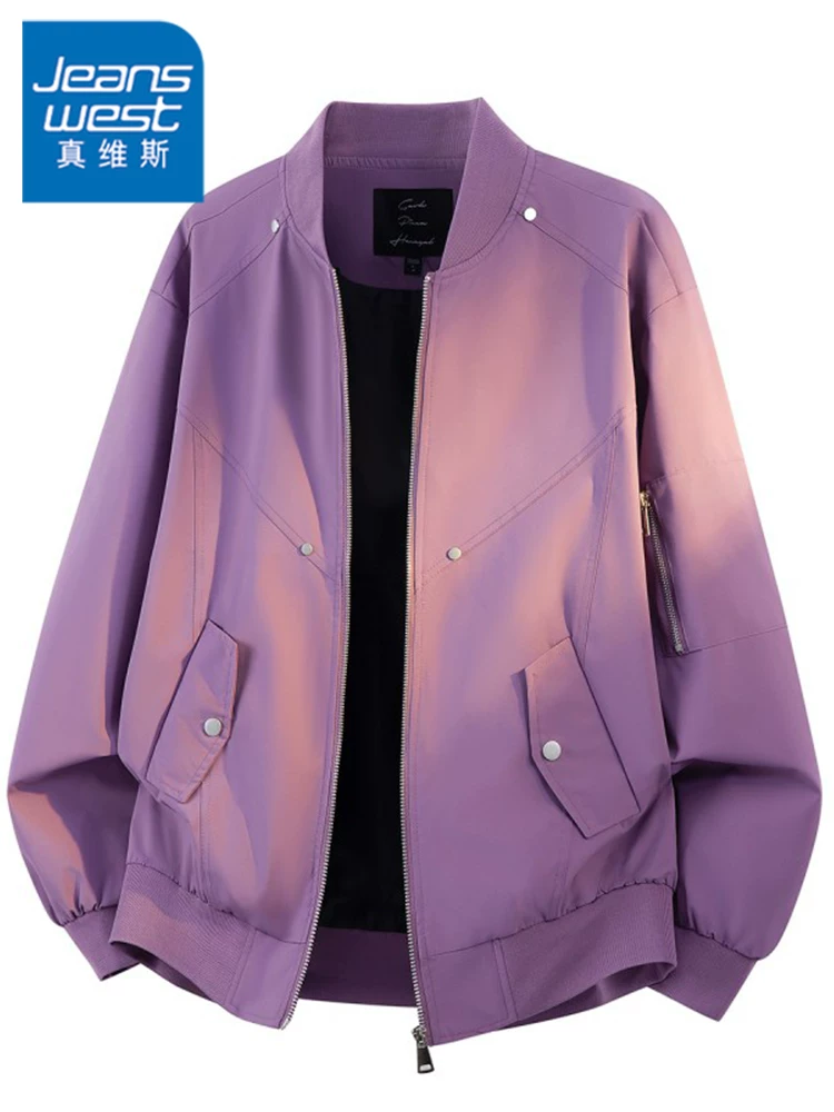 Áo khoác cổ bóng chày kiểu Mỹ của Jeanswest dành cho nam, mùa xuân và mùa thu, thương hiệu thời trang cao cấp, áo khoác có khóa kéo rộng rãi, thoải mái và cá tính.