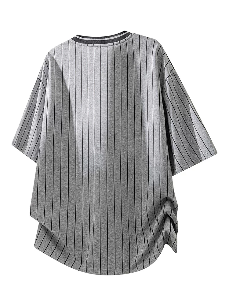 Áo thun cổ tròn kẻ sọc phong cách Mỹ của Jeanswest dành cho nam, áo thun rộng rãi, thoải mái, hợp thời trang, thoáng khí cho mùa xuân hè.