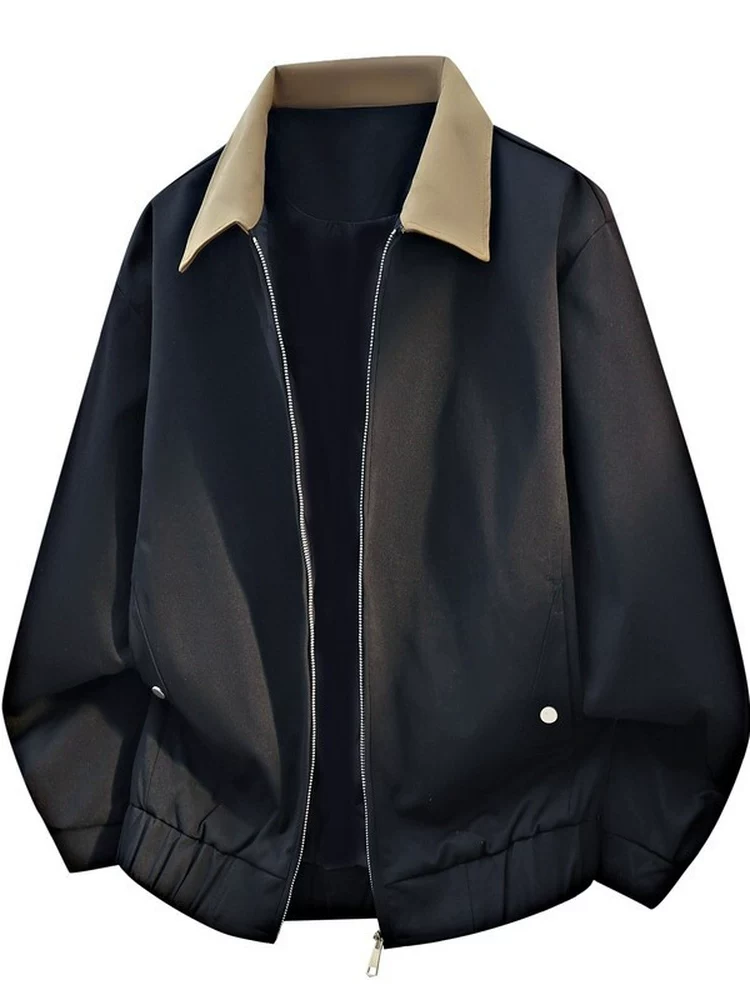 Áo khoác cổ điển kiểu Mỹ của Jeanswest dành cho nam, áo khoác màu đen dáng rộng, đa năng, phong cách thường ngày, cao cấp dành cho mùa xuân và mùa thu.