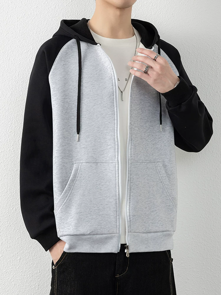 Áo khoác cardigan có mũ phối màu của Jeanswest dành cho nam, mùa xuân thu, phong cách Mỹ cao cấp, áo hoodie thương hiệu thời thượng chất liệu dày dặn.
