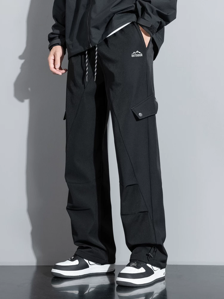 Quần công sở ống đứng đơn giản mùa thu đông của Jeanswest dành cho nam, quần thể thao ống rộng có lót lông cừu rộng rãi.