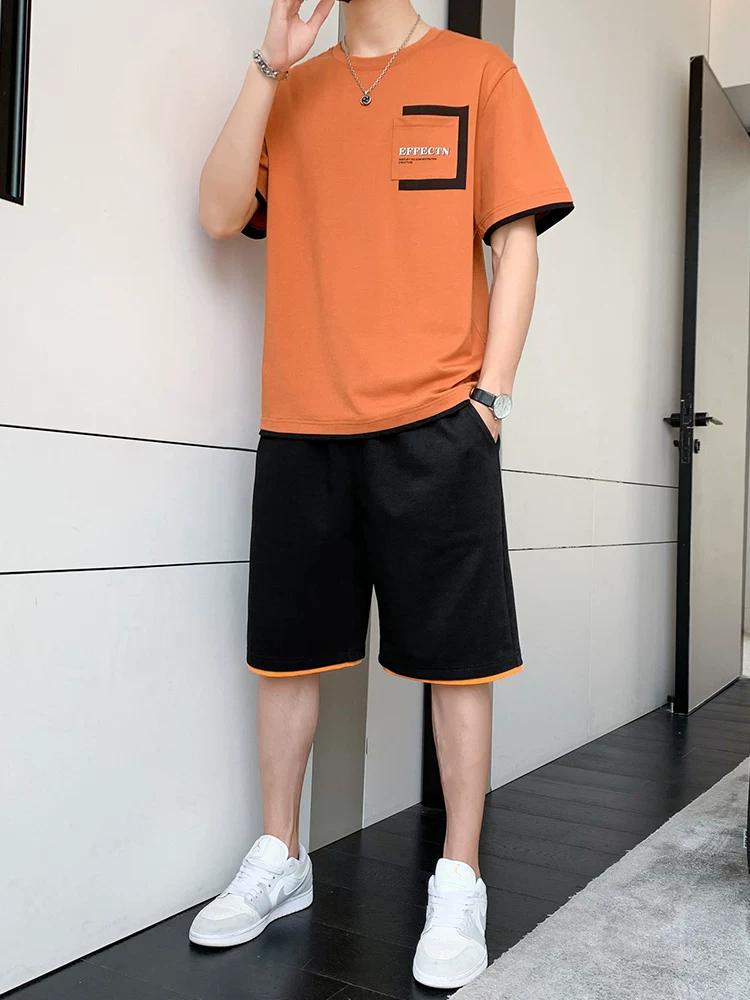 Bộ đồ thể thao mùa hè Jeanswest chất liệu vải lụa đá mát lạnh, nhanh khô, thời trang dành cho nam, gồm áo phông ngắn tay và quần short hai mảnh.