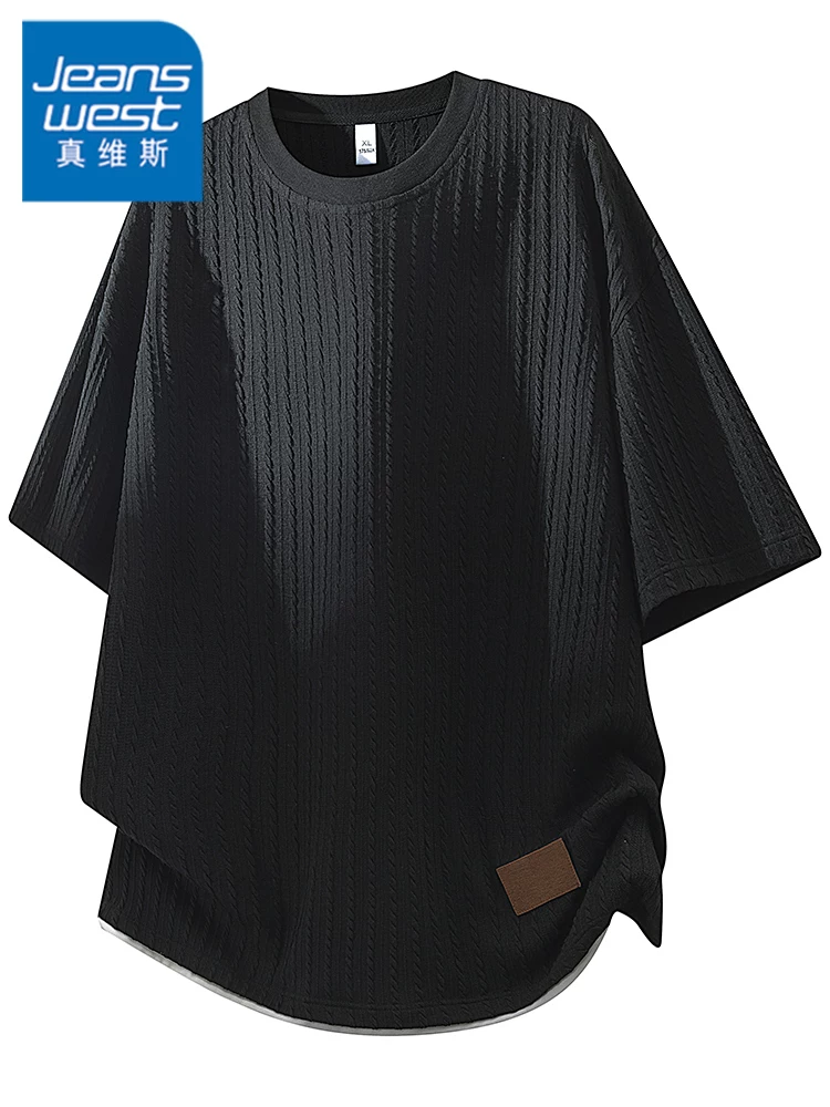 Áo thun cổ tròn tay ngắn kiểu Mỹ của Jeanswest dành cho nam, áo thun dáng rộng thời trang cao cấp mùa xuân hè.