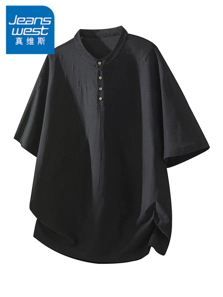 Áo thun nam tay ngắn cổ Henley kiểu Mỹ của Jeanswest, áo thun nam mùa hè cao cấp, thời trang, dáng rộng, phong cách thường ngày.