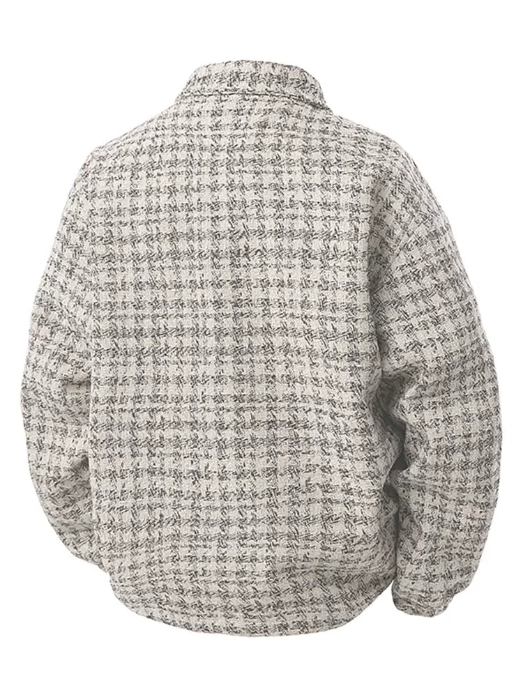 Áo khoác nam kiểu Mỹ có ve áo họa tiết houndstooth của Jeanswest, áo khoác cặp đôi thời trang mùa xuân.