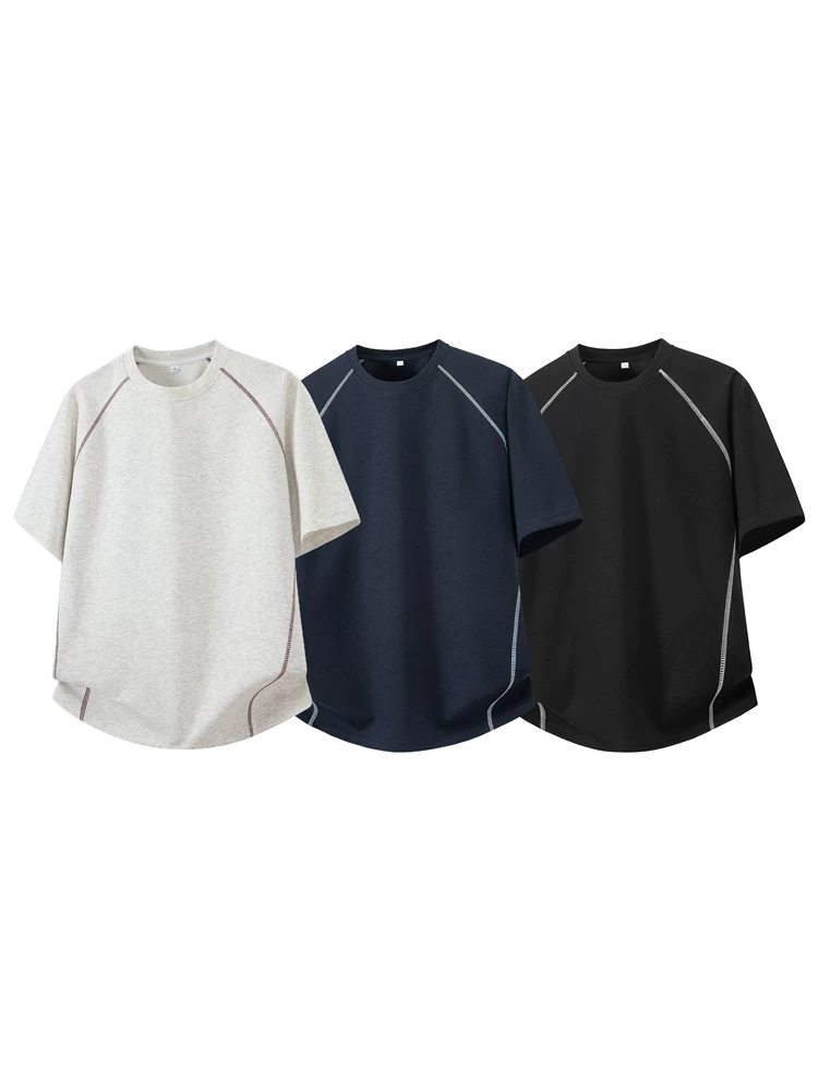Áo thun cổ tròn kiểu Mỹ của Jeanswest dành cho nam, áo thun mùa hè cao cấp, rộng rãi, thoáng khí, tay lửng.