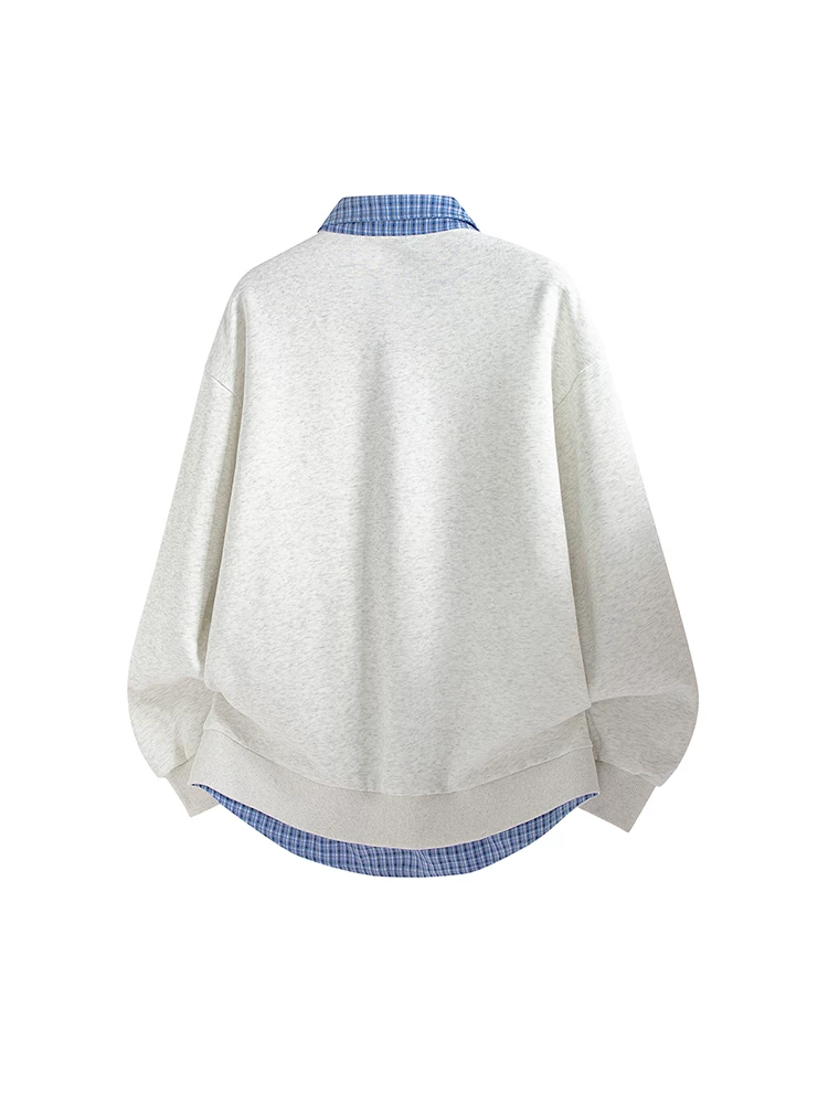 Áo khoác cardigan giả hai mảnh phối màu phong cách Mỹ của Jeanswest dành cho nam, mùa xuân thu, áo khoác dáng rộng thương hiệu thời thượng cao cấp.