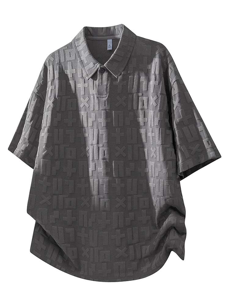 Áo sơ mi POLO dệt hoa văn màu trơn Jeanswest Áo thun nam mùa hè cao cấp dáng rộng thông thường thoáng khí thân thiện với làn da áo sơ mi ngắn tay