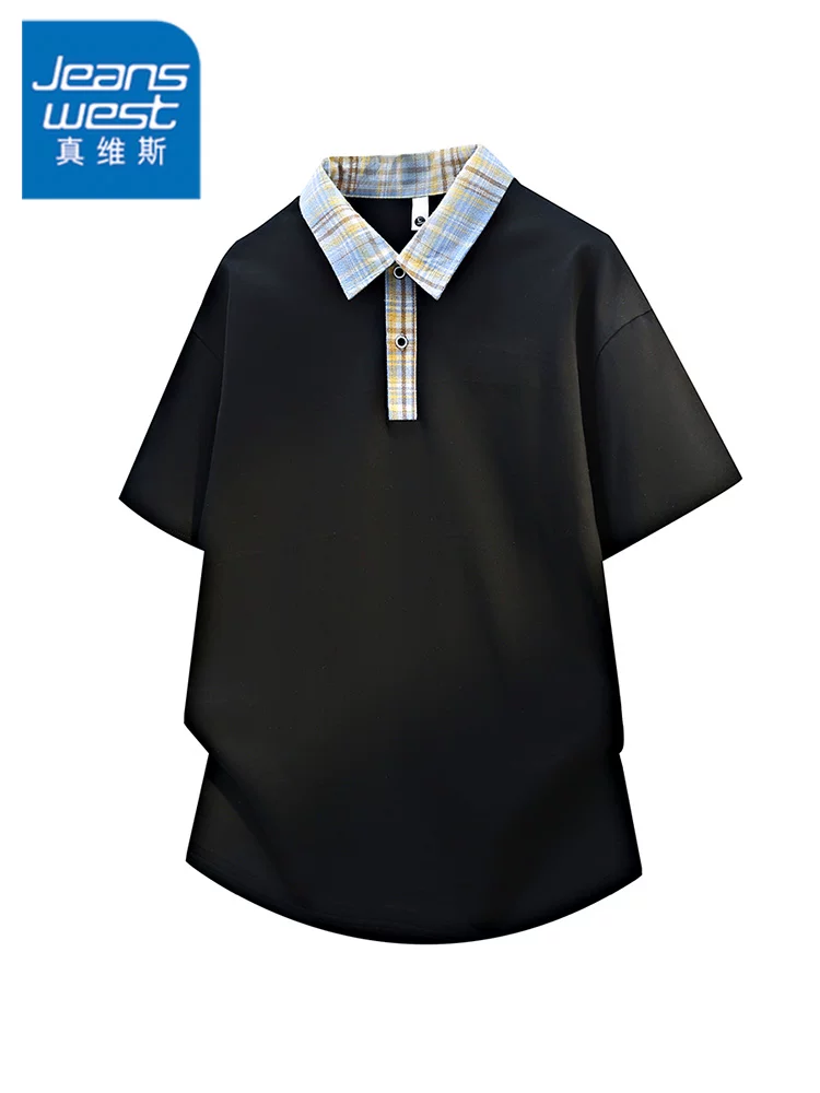 Áo polo nam Jeanswest kiểu Mỹ phối màu, áo polo mùa hè cao cấp, rộng rãi, thời trang, thoáng khí.