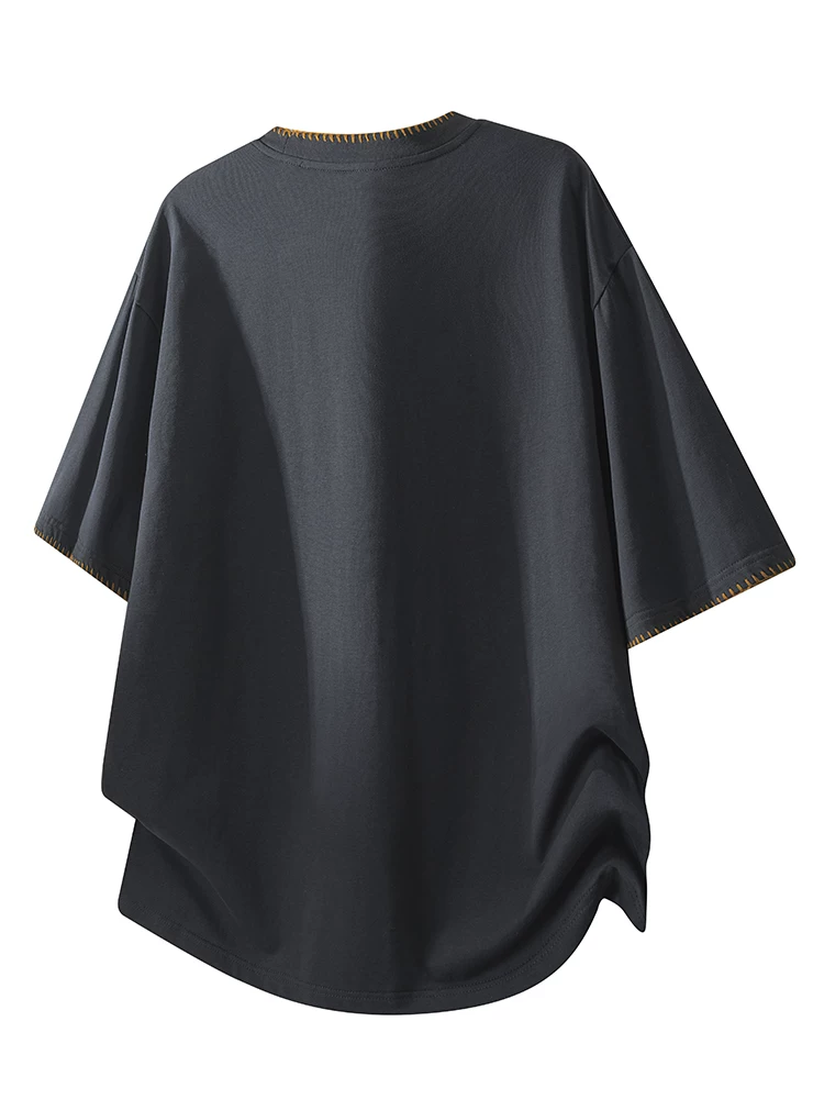 Áo thun cổ tròn tay lửng phong cách cao cấp của Jeanswest dành cho nam, thương hiệu thời trang xuân hè, áo dáng rộng thoải mái, thoáng khí.