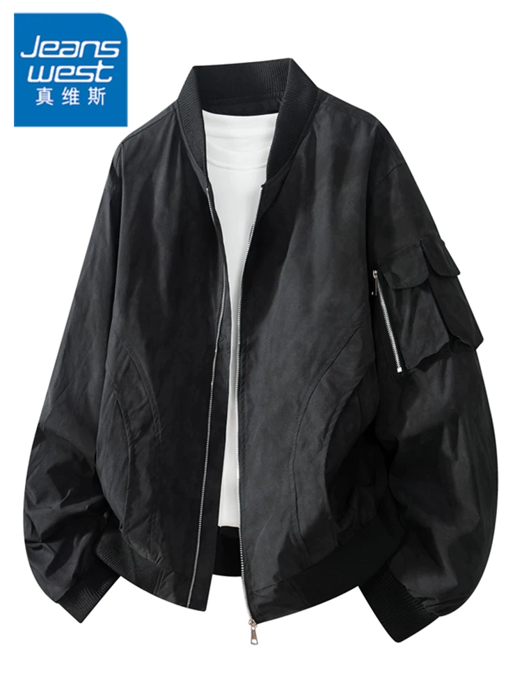 Áo khoác kiểu Mỹ cổ bóng chày Jeanswest 2026 mới dành cho nam, áo khoác mùa xuân thu rộng rãi, thoải mái, cá tính.